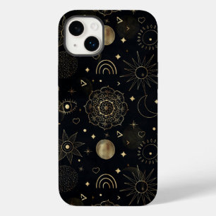 Boho Guld Space doodles Black Design