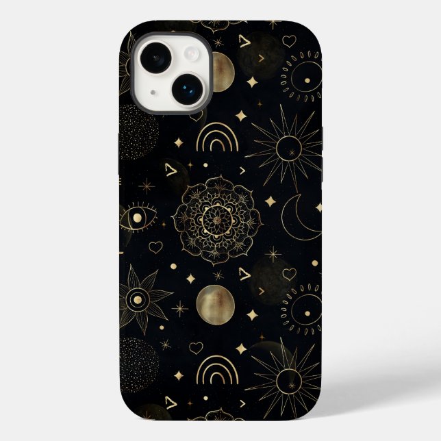 Boho Guld Space doodles Black Design (Baksida)