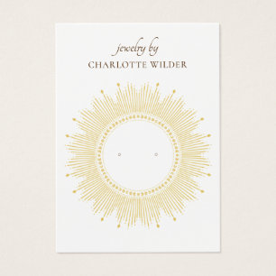 Boho Guld Sunburst Circle Earring Visning Card Visitkort