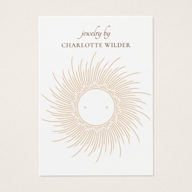 Boho Guld Sunburst Spiral Earring Visning Card Visitkort (Framsidan)
