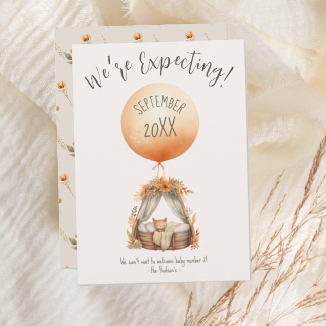 Boho Gult Balloon Gravid Meddelande Inbjudningar (Skapare uppladdad)