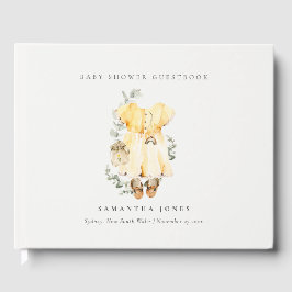 Boho Gult Dress Shoes Foliage Girl Baby Shower Gästböcker