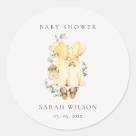 Boho Gult Dress Shoes Foliage Girl Baby Shower Runt Klistermärke