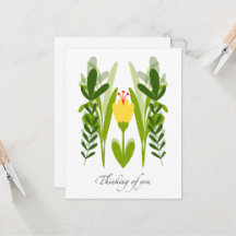 Boho Gult Flower & Greenery Thinking Card