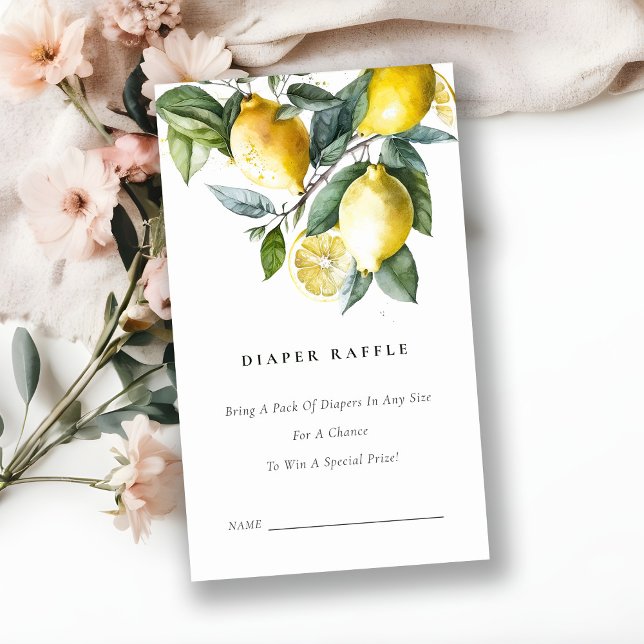 Boho Gult Lemon Garden Diaper Raffle Baby Shower Tilläggskort (Skapare uppladdad)