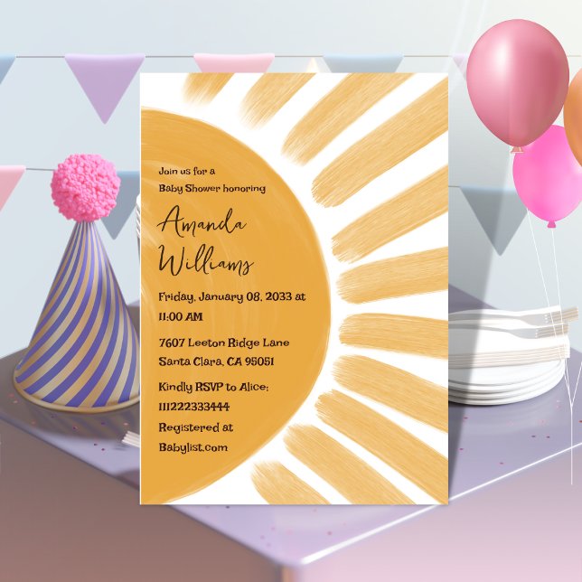 Boho Gult Little Ray of Sunshine Baby Shower Inbjudningar (Skapare uppladdad)