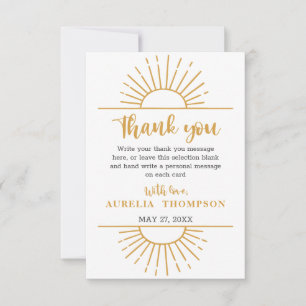 Boho Gult Little Ray Sunshine on Way Baby Shower Tack Kort