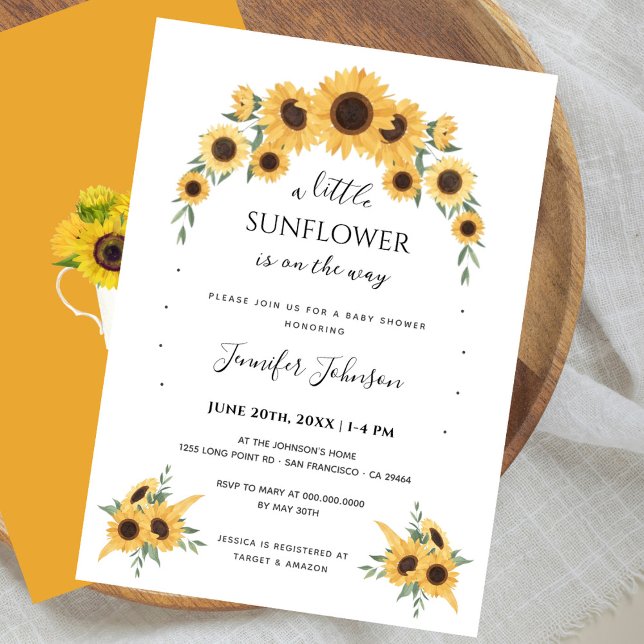 Boho Gult Little SunblommBaby Shower Inbjudningar (Skapare uppladdad)
