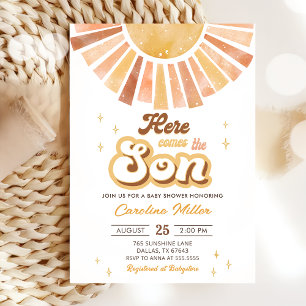 Boho Gult Little Sunshine Baby Shower Inbjudningar
