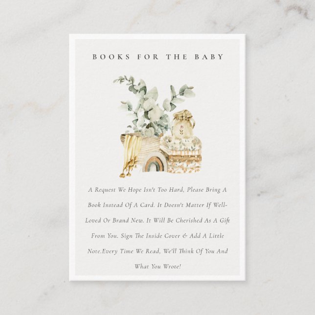 Boho Gult Nursery Foliage Bokar for Baby Shower Tilläggskort (Framsida)