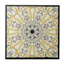 Boho-gult och svart mandala-design