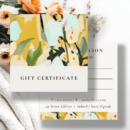 Boho Gult Ochre Pawarsent Blommigt Gift-certifikat Fyrkantigt Visitkort