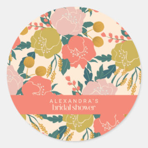 Boho Gult Orange Botanical Flowers Möhippa Runt Klistermärke