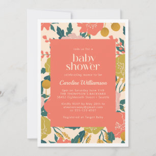Boho Gult Orange Botaniska blommor Babykläder Inbjudningar