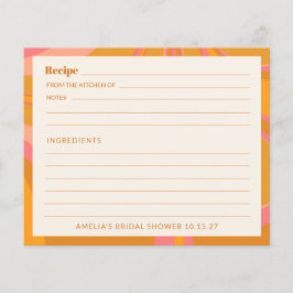 Boho Gult Rosa Marble Möhippa Recept Card