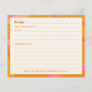 Boho Gult Rosa Marble Möhippa Recept Card