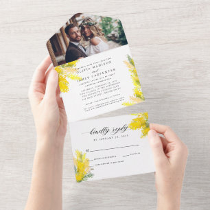 Boho Gult Summer Wildblomma Rustic Photo Bröllop