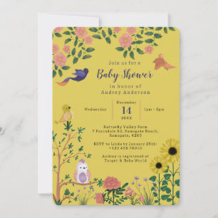 Boho Gult Sun Flower Tea Party Baby Shower Inbjudningar