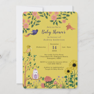 Boho Gult Sun Flower Tea Party Baby Shower Inbjudningar