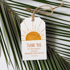 Boho Gult Sunshine Baby Shower Tack Presentetikett