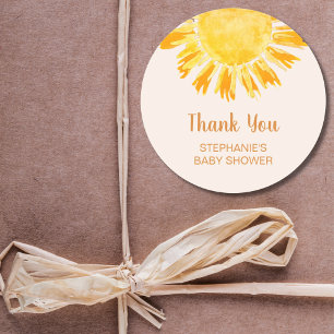 Boho Gult Sunshine Baby Shower Tack Runt Klistermärke