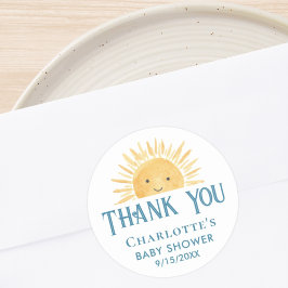 Boho Gult Sunshine Baby Shower Tack Runt Klistermärke