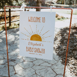 Boho Gult Sunshine Baby Shower Välkomsttecken Poster