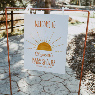 Boho Gult Sunshine Baby Shower Välkomsttecken Poster