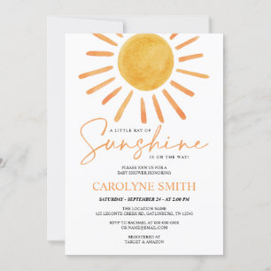 Boho Gult Sunshine Watercolor Baby Shower Inbjudningar