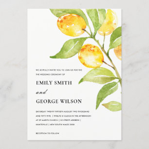 BOHO GULT WATERCOLOR FOLIAGE OLIVE BRÖLLOP INBJUDNINGAR