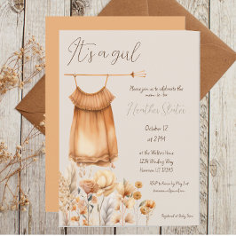 Boho Gult WildblommGirl Baby Shower Inbjudningar