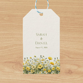 Boho Gult Wildblommor, Olive Custom Names Presentetikett