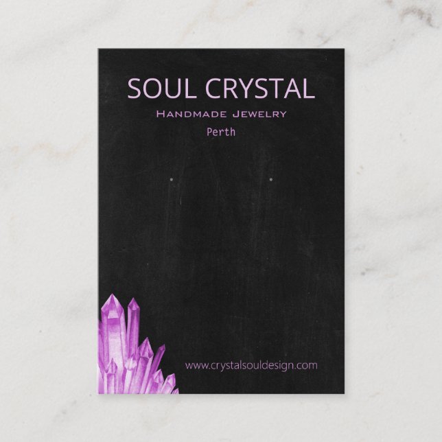 Boho Gypsy Amethyst Crystal Earring Holder Visning Visitkort (Framsida)