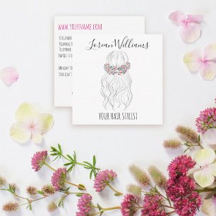 Boho Hair Bröllop Hairdresser Blommigt Romantic Fyrkantigt Visitkort
