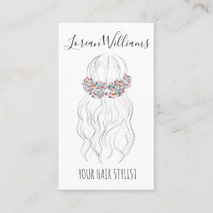 Boho Hair Bröllop Hairdresser Blommigt Romantic QR Visitkort