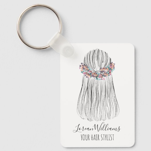 Boho Hair Stylist Flower Crown Bridal Hairstyle Nyckelring (Framsida)