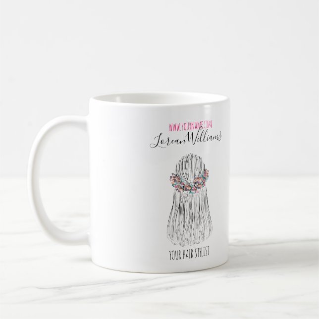 Boho Hair Stylist Flower Krona Bröllop Hairstyle Kaffemugg (Vänster)