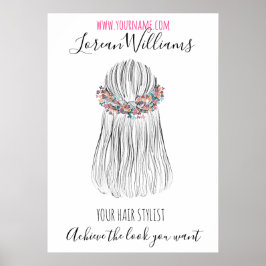 Boho Hair Stylist Flower Krona Bröllop Hairstyle Poster