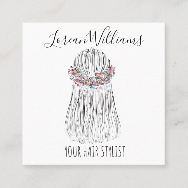 Boho Hair Stylist Flower Krona Bröllop Hairstyle Tidsbeställning Kort (Framsida)