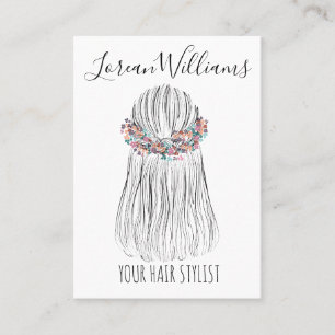Boho Hair Stylist Flower Krona Bröllop Hairstyle Visitkort