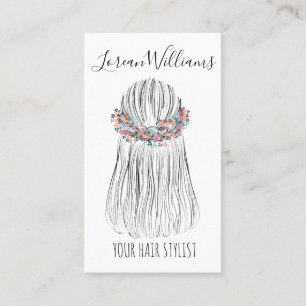 Boho Hair Stylist Flower Krona Bröllop Hairstyle Visitkort