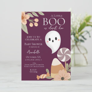Boho Halloween Baby Shower-inbjudan - Cute Ghost Inbjudningar