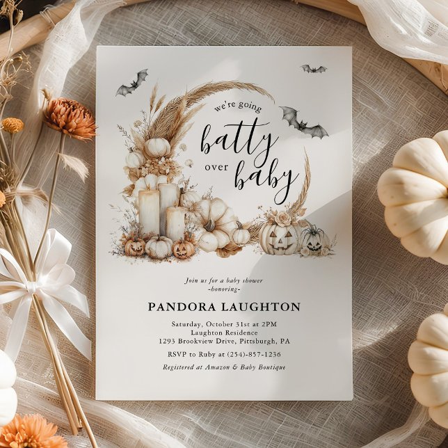 Boho Halloween Baby Shower Inbjudan Tokig över Beb (Skapare uppladdad)