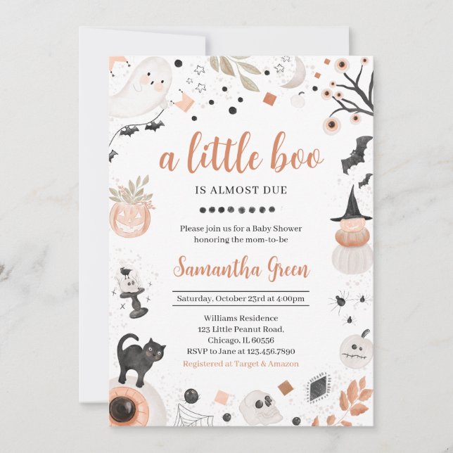 Boho Halloween Baby Shower Inbjudningar (Framsida)