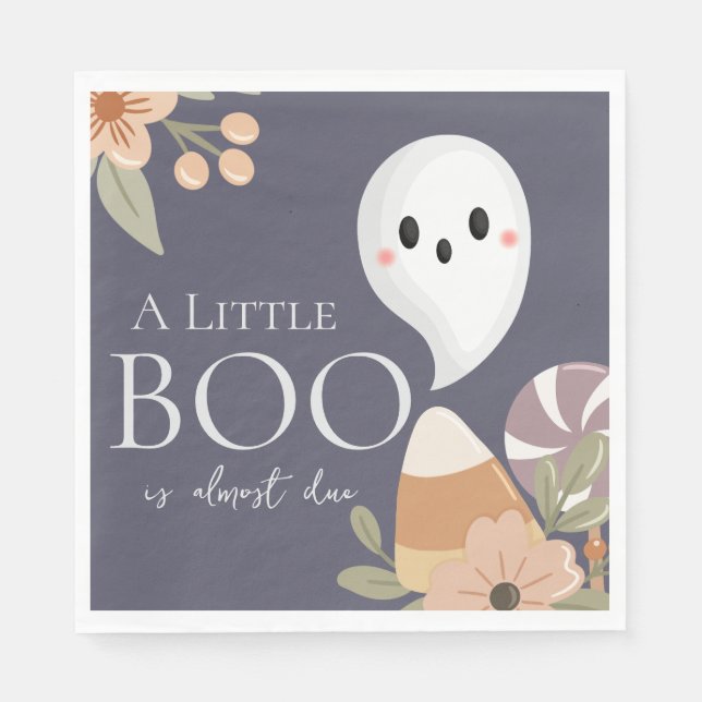 Boho Halloween Baby Shower Little Boo - Cute Ghost Pappersservett (Framsidan)
