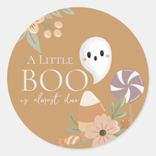 Boho Halloween Baby Shower Spöke Gul Senap Runt Klistermärke