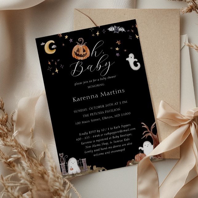 Boho Halloween gender Neutral Oh Baby Shower Inbjudningar (Skapare uppladdad)