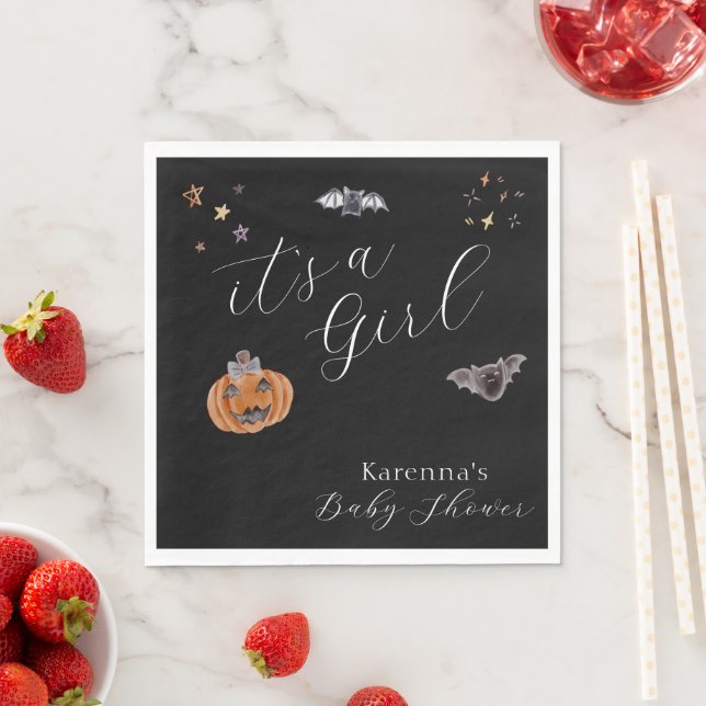 Boho Halloween It's a Girl Baby Shower Pappersservett (Insitu)