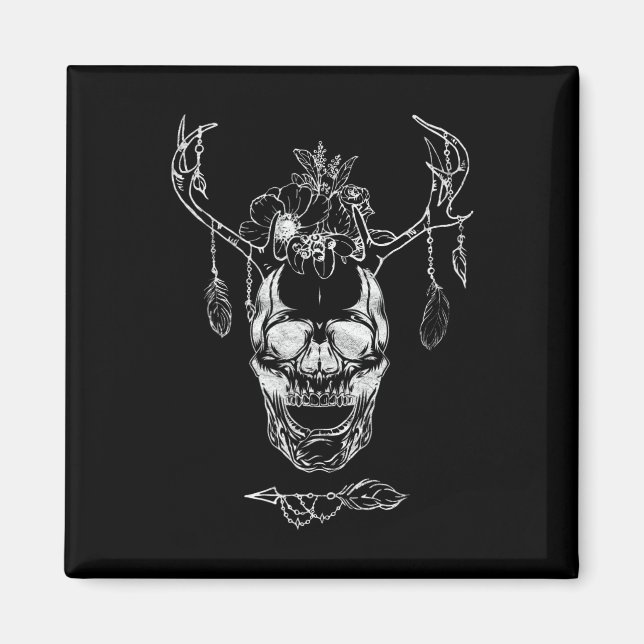 Boho Halloween Skull Magnet (Framsidan)