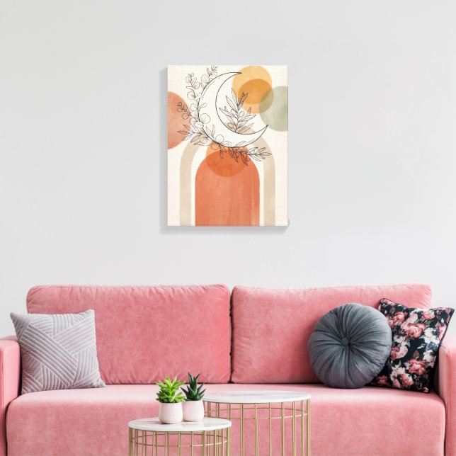Boho Halvmåne och Olivgren Canvastryck (Insitu (Vardagsrum))